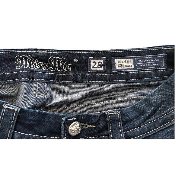NWOT Miss Me Womens Denim Jeans Mid Rise Bootcut Rhinestone Size 28 Inseam 29” - Picture 10 of 12